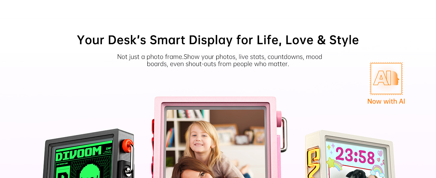 digital photo frame with 64GB showing calendar, weather and photos for home office and bedroom desk