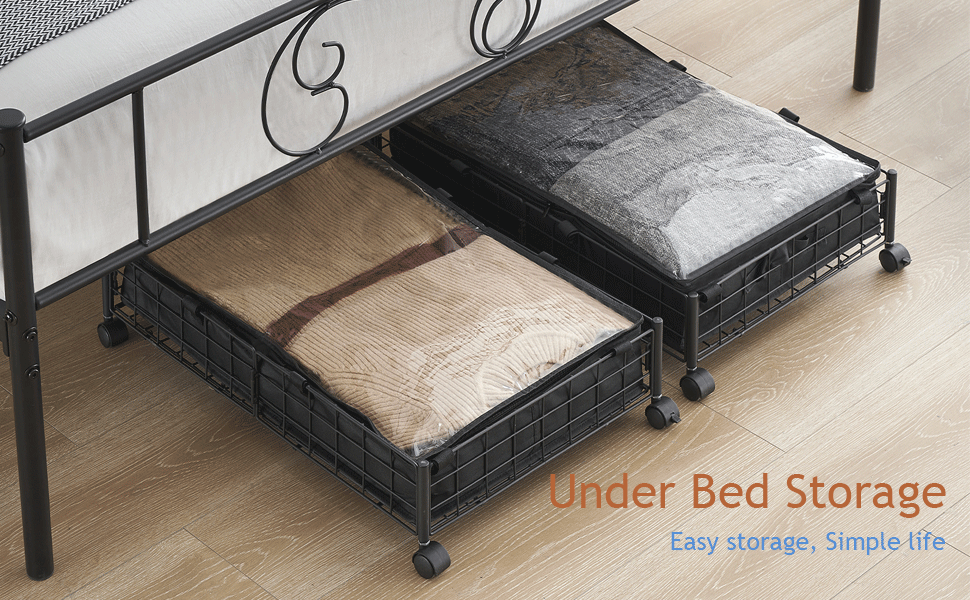 Amyove Under Bed Storage with Wheels,Rolling Under Bed