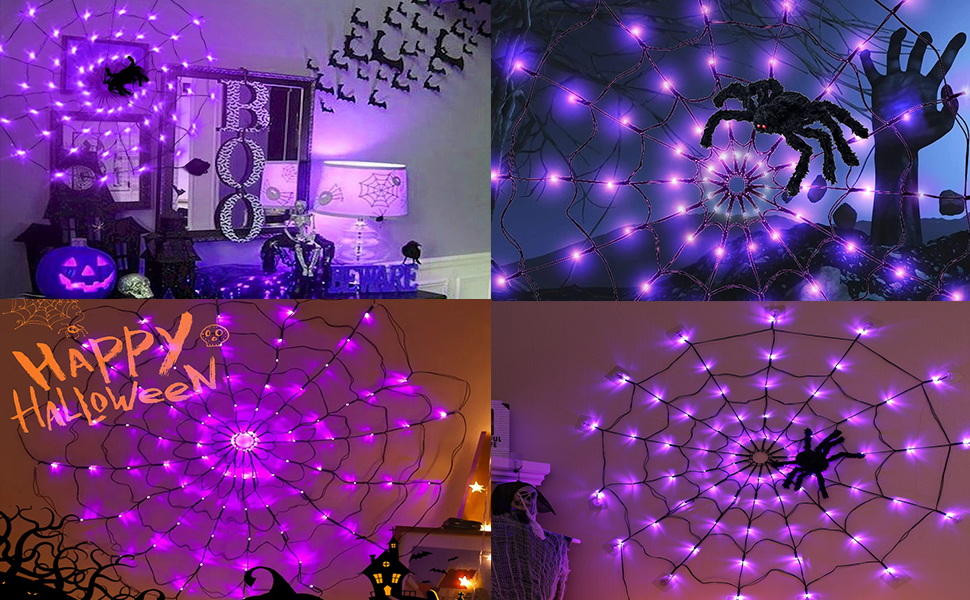 Halloween Spinnennetz Lichterkette Mit Fernbedienung USB LED ...