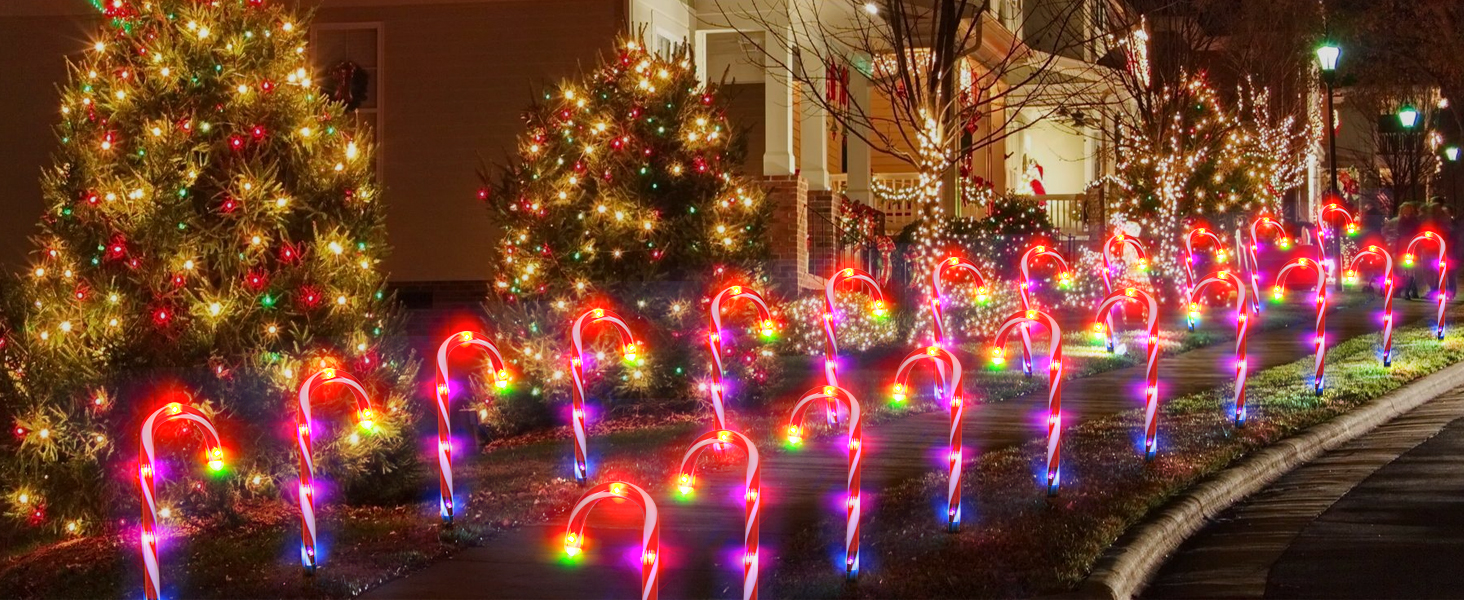 12 Pack Christmas Candy Cane Lights with App Control & Remote, Outdoor