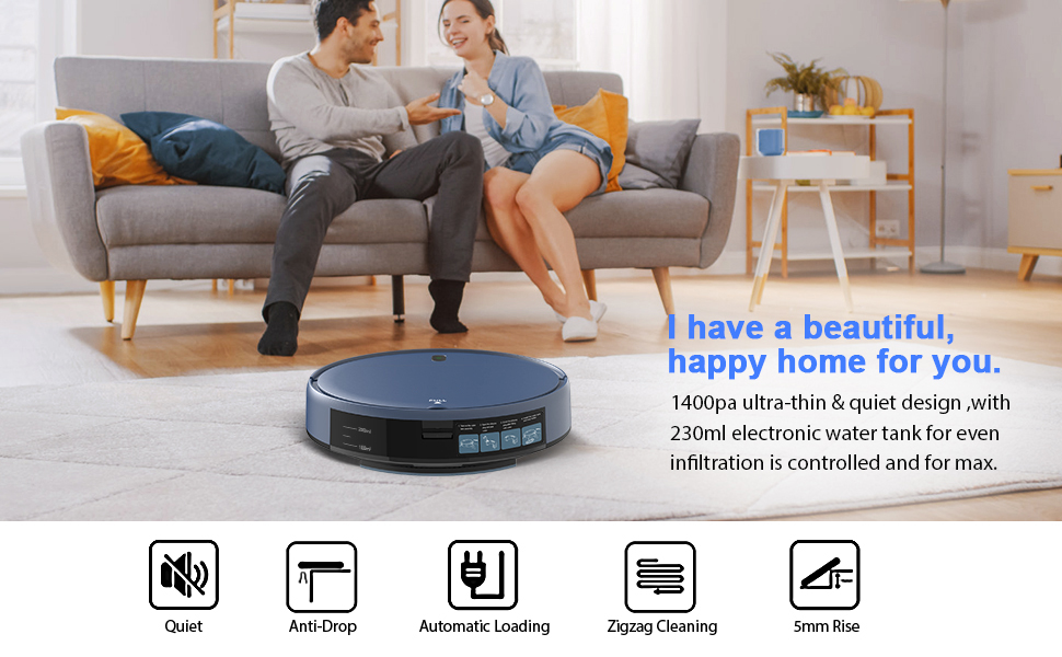 Robot Vacuum and Mop Combo, WiFi/App/Alexa, 2 in 1 Mopping