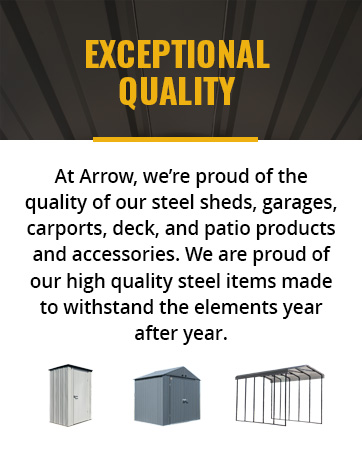 Arrow Sheds steel storage options solutions american high-quality carports deck boxes sheds