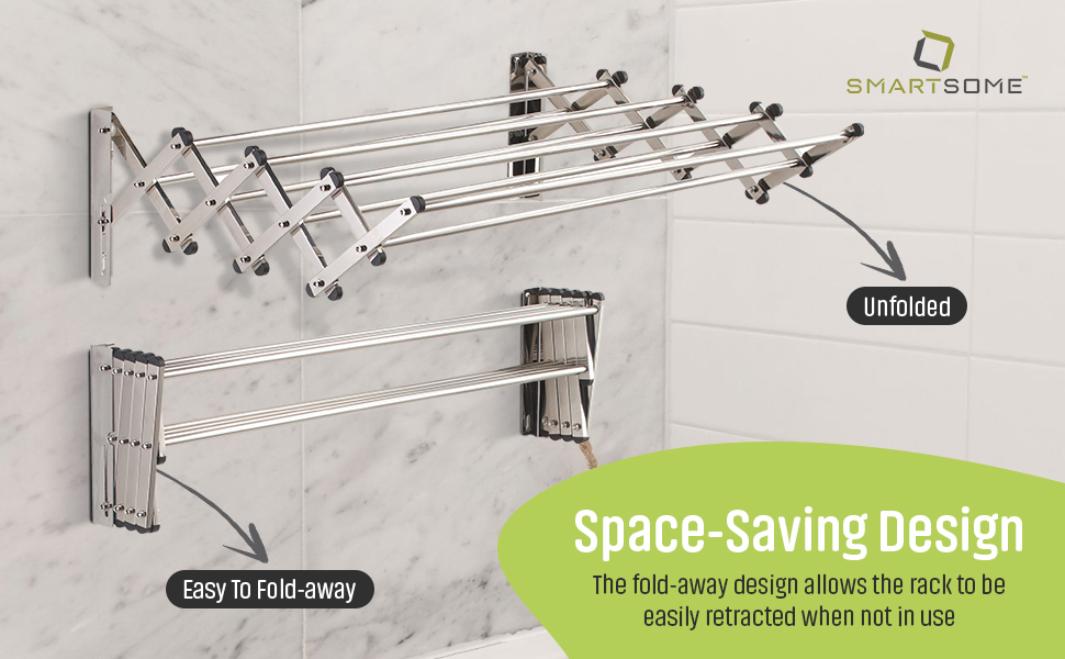 wall mounted laundry rack expandable