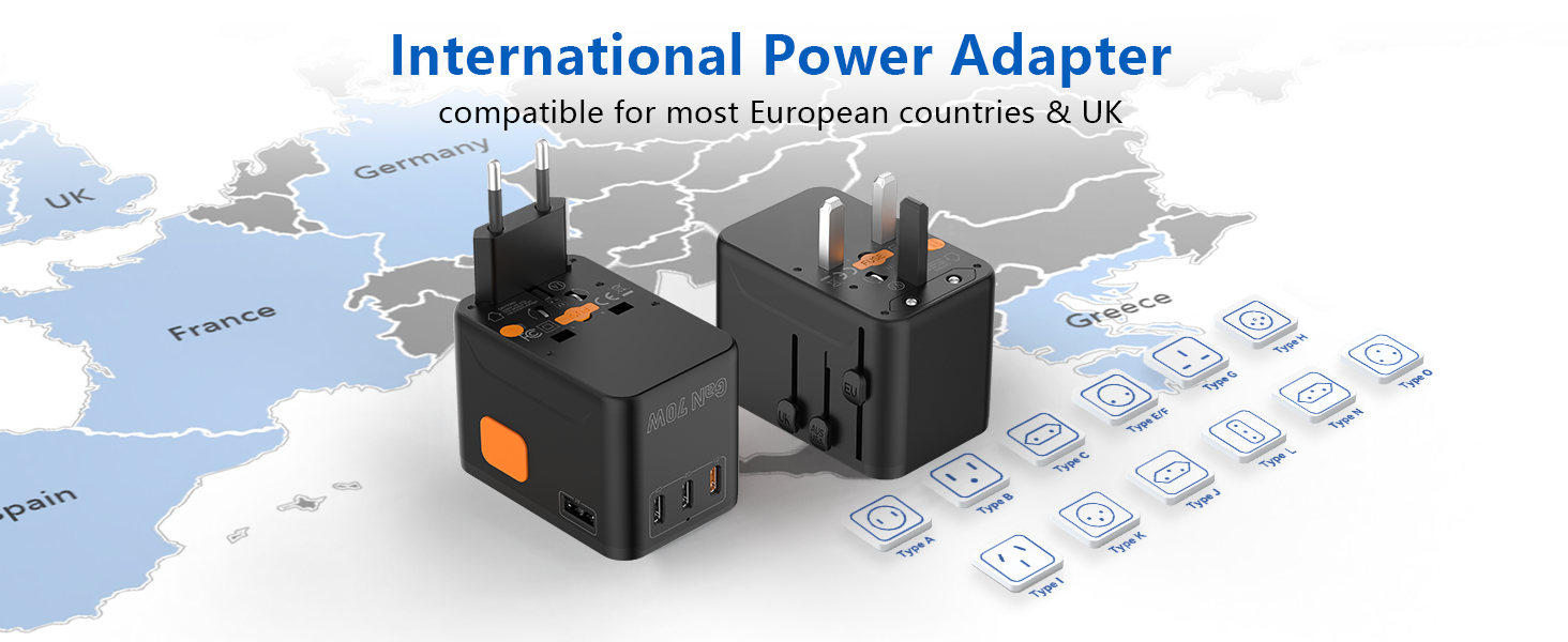 Acer 70W Universal Travel Plug Adapter International Power Adapter with 3*USB C 1*USB A, Worldwide