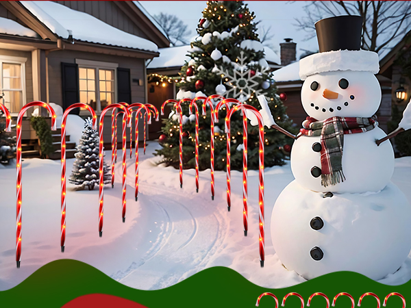 クリスマス LED キャンディースティック 10ピースセット US Candy Cane Lights - 10 Pack Candy Cane Pathway Lights, 10