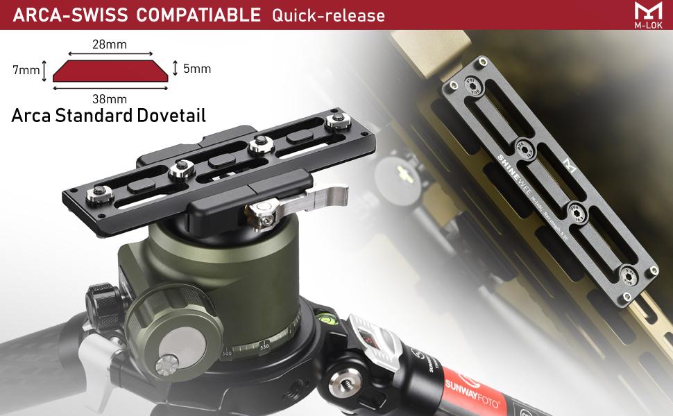 MLOK Arca Rail Tripod Mount Adapter, for Rifle Tripod