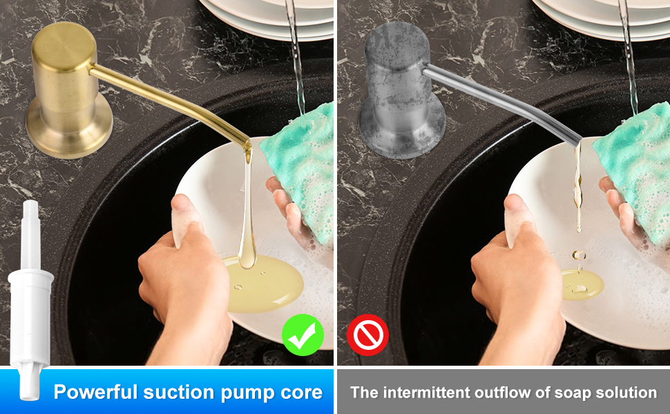 Suction Enhanced Sink Soap Dispenser, Countertop Built in Soap Dispenser for Kitchen