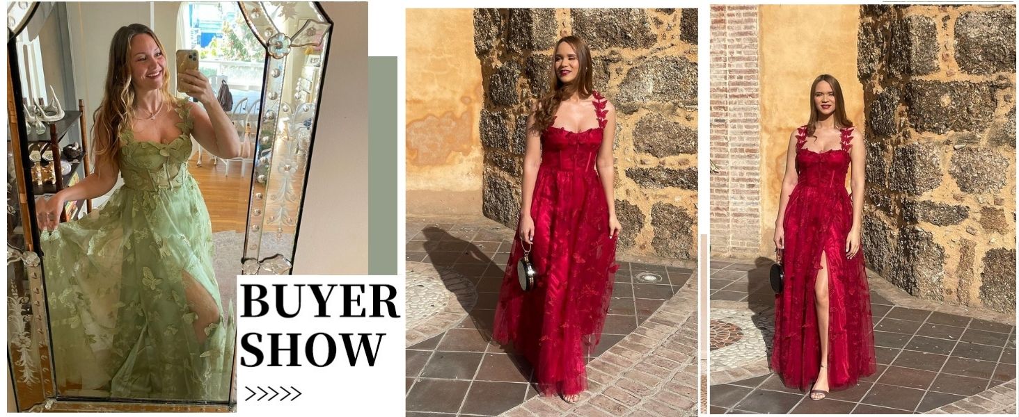 3D Butterfly Tulle Prom Dresses for Women Lace Applique Sweetheart Long Formal Evening with Slit