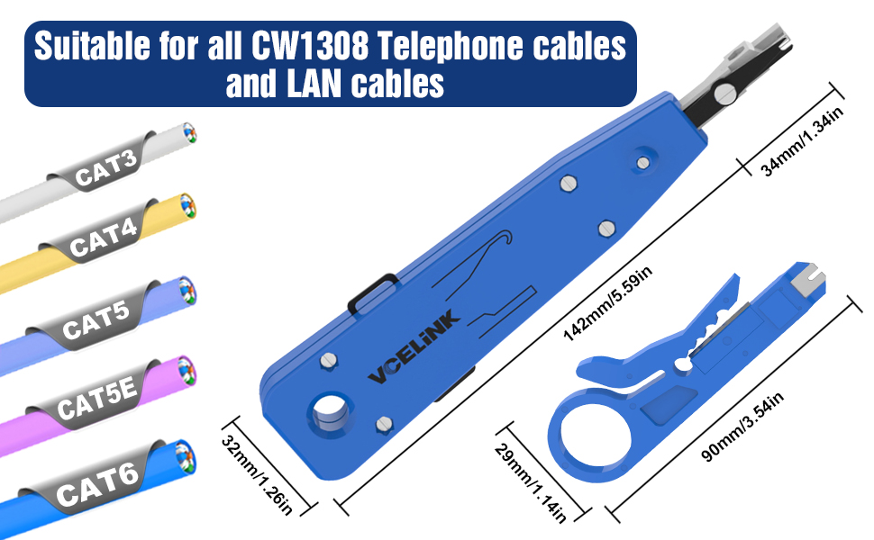 VCELINK Punch Down Tool, Krone Tool for RJ45 Socket Cat5/Cat6