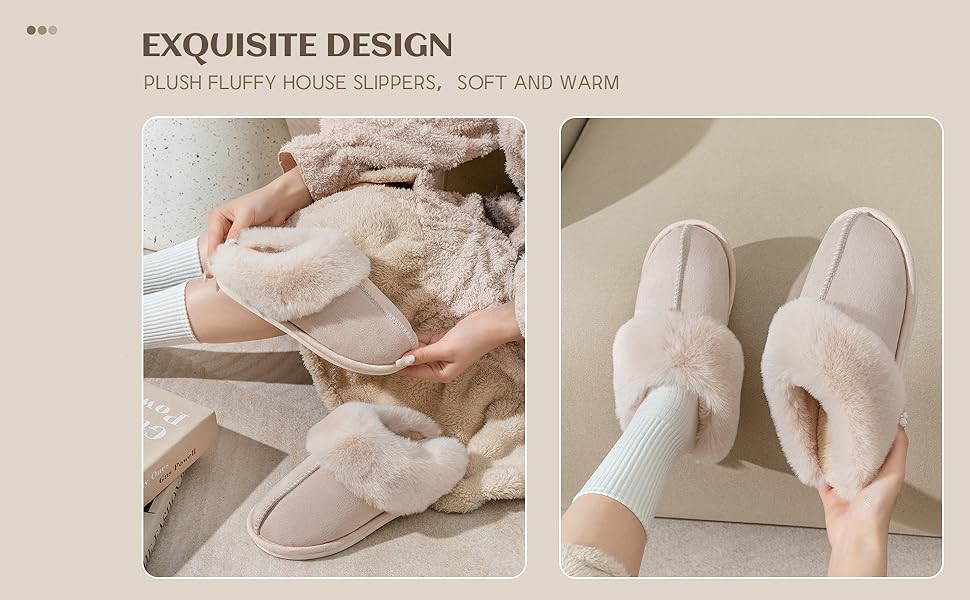 شبشب شتوي منفوش للنساء من نالاكال، حذاء دافئ ومريح من الفرو الصناعي سهل الارتداء لغرفة النوم، مصنوع من المخمل المريح مضاد للانزلاق للاماكن الداخلية والخارجية، لون كاكي، مقاس 38-39 19 حذاء منزلي دافئ ومريح من الفرو الصناعي سهل الارتداء لغرفة النوم