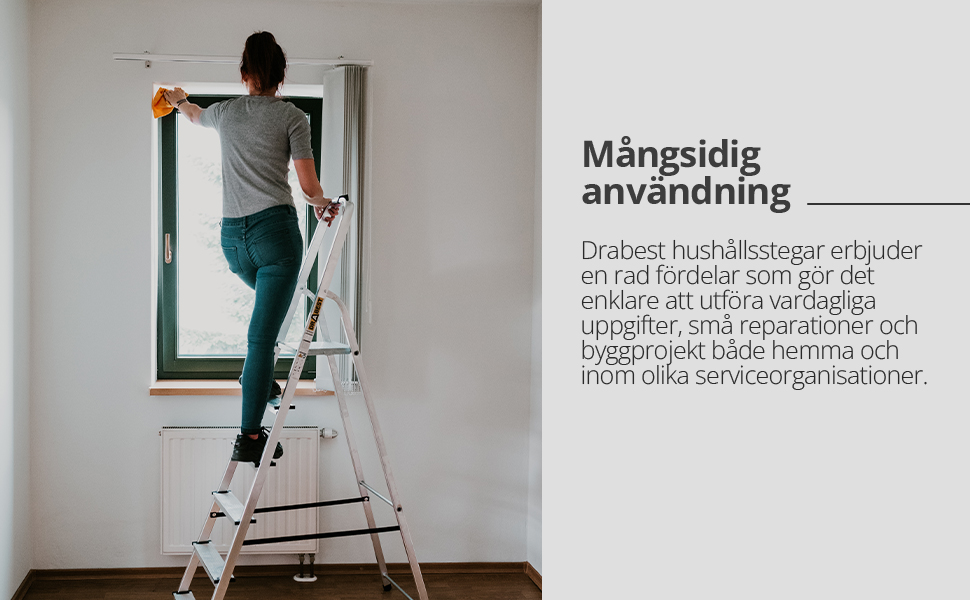 DRABEST Trappstege 8 stegs hopfällbar trappstege Aluminiumstege med