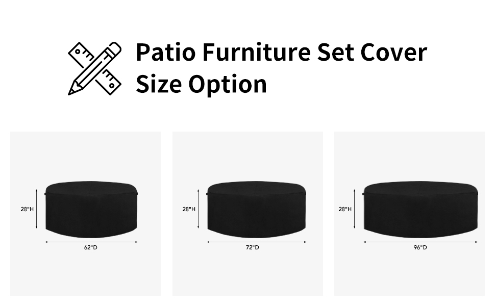 EasyGoing 600D Heavy Duty Round Patio Furniture Cover