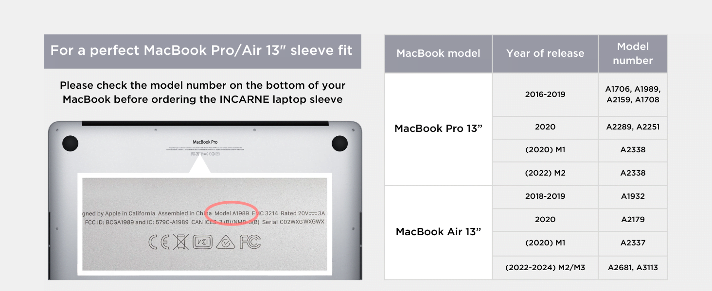 INCARNE Leather Laptop Case 13 inch Compatible with MacBook