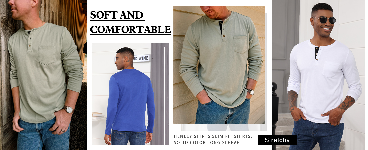 Men's Long Sleeve Henley Shirts