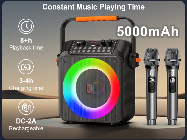 Amazon.com: HWWR Karaoke Machine with 2 Wireless Microphones