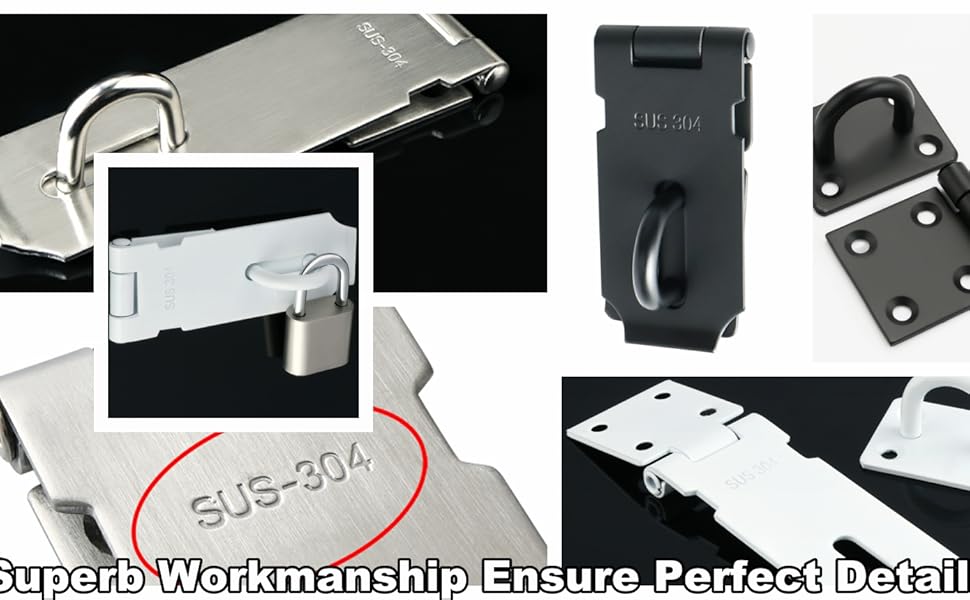 Alise Hasp Lock,Door Hinge Lock Padlock,Black Clasp Latch Hinges Lock