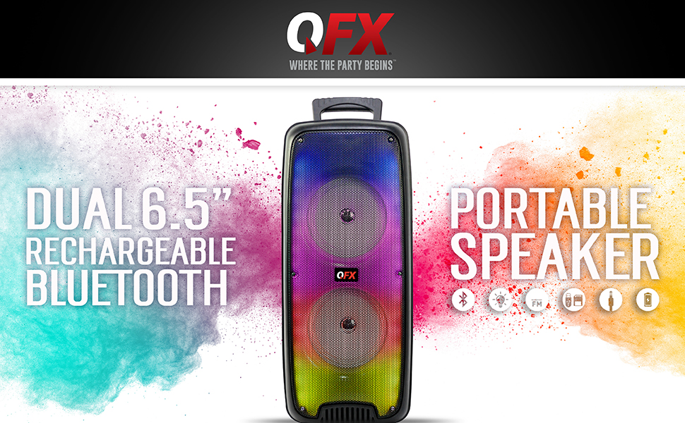 QFX LMS66 TWS Bluetooth Rechargeable Portable Speaker with
