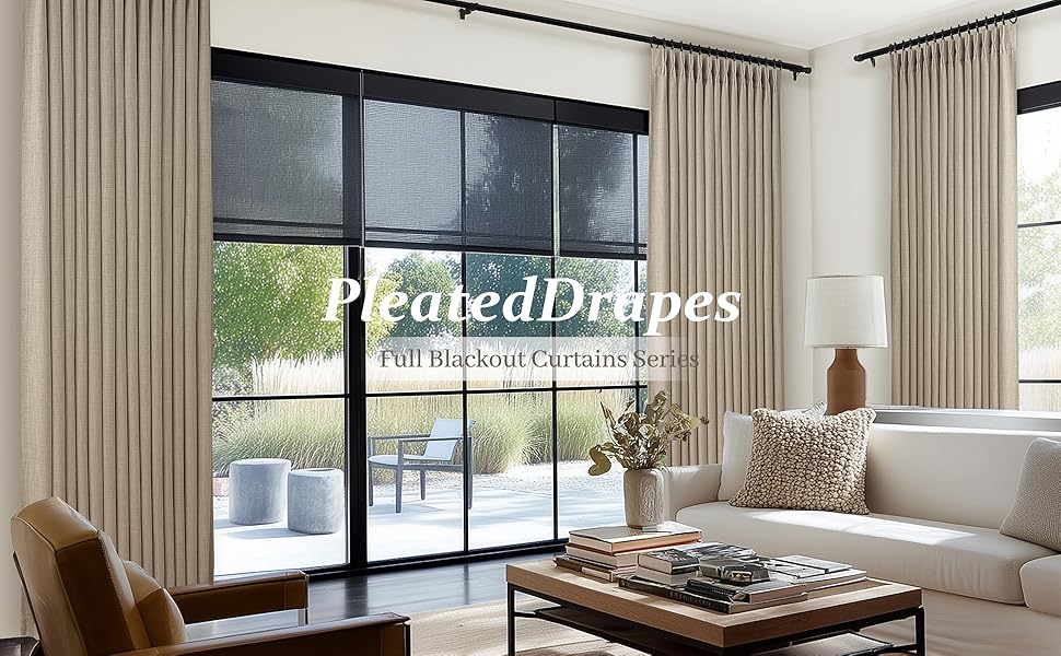 PleatedDrapes Full Blackout Burlywood Birch Curtains