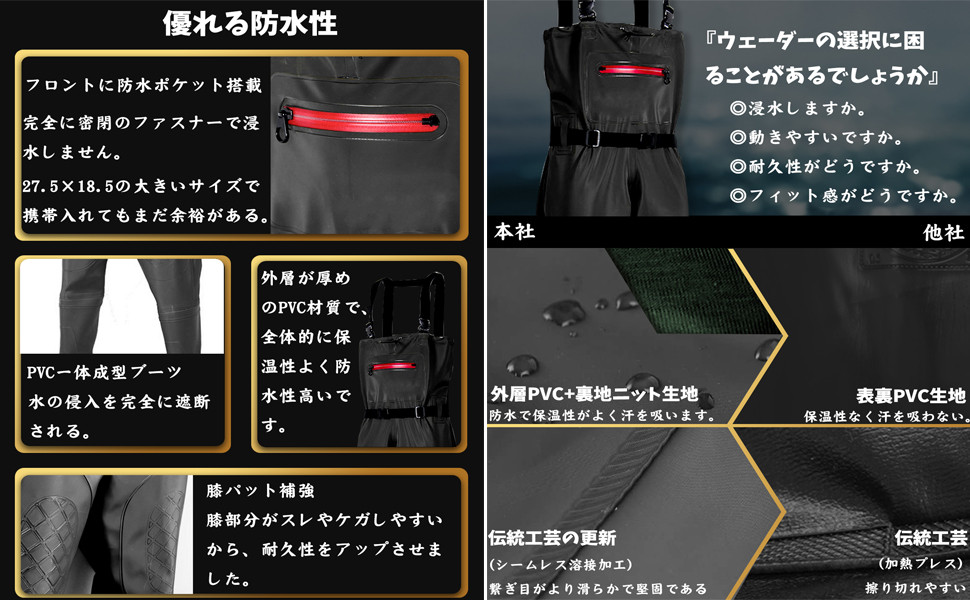 【大人気】KoiHouse チェストハイウェーダー 防水 釣り  全５サイズ Amazon | KoiHouse ウェーダー チェストハイウェーダー 强力防水