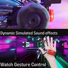 Race car tire and hand with remote attached