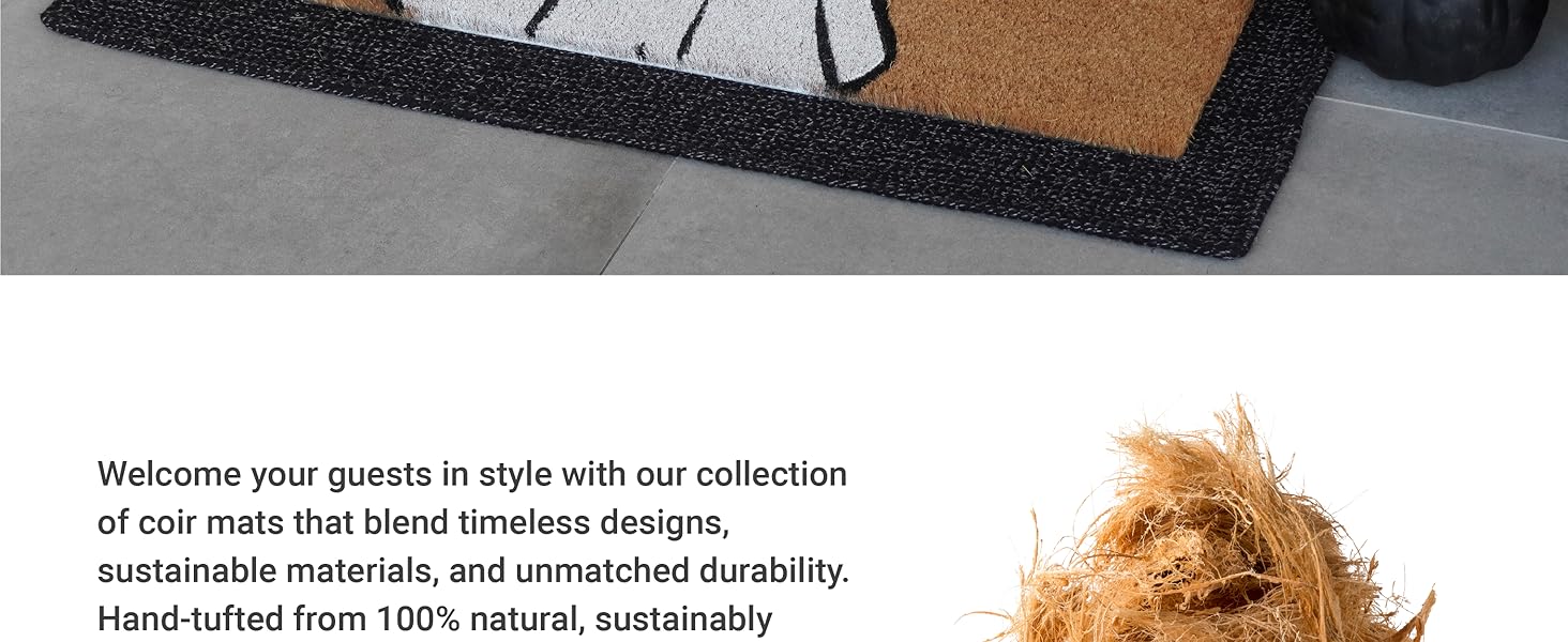 Welcome guests with 100% natural coir doormats that trap dirt and add durable sustainable charm