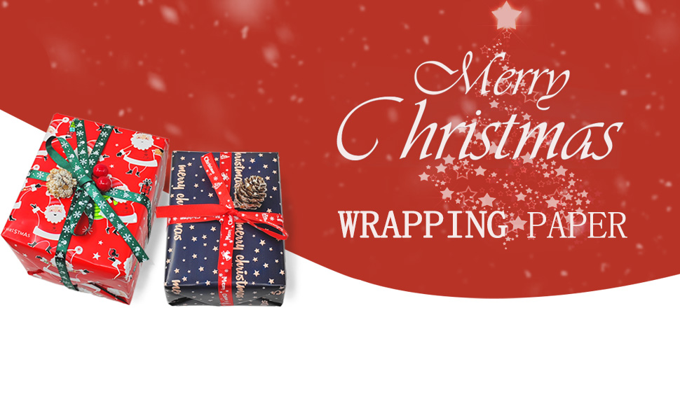 43cm×15m Christmas Wrapping Paper Roll,100 Recyclable Gift Wrapping