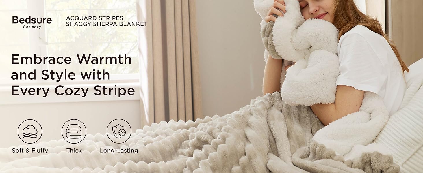 Bedsure Sherpa Fleece Throw Blanket for Sofa Fluffy Soft Cosy