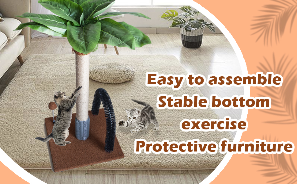 Scratch Tree with Premium Sisal Rope, Interactive Dangling Balls and Spring Ball Toys for Cats