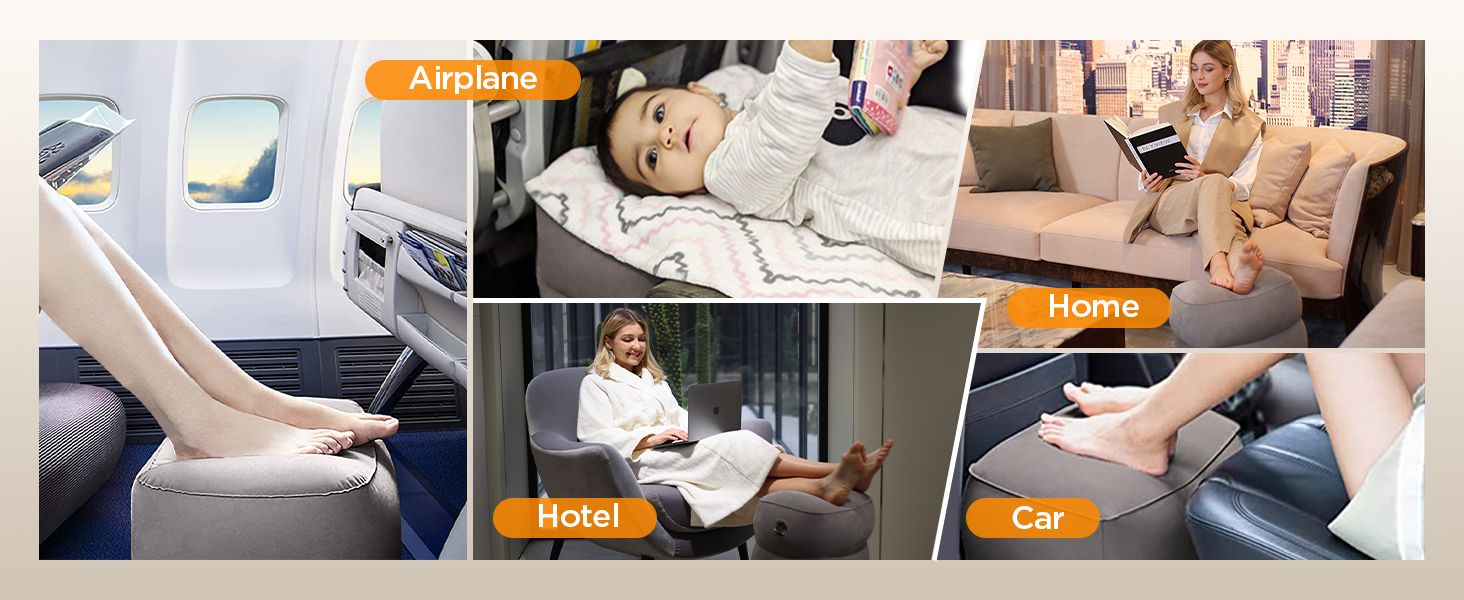 HOMCA Inflatable Travel Foot Rest Pillow, Adjustable Height