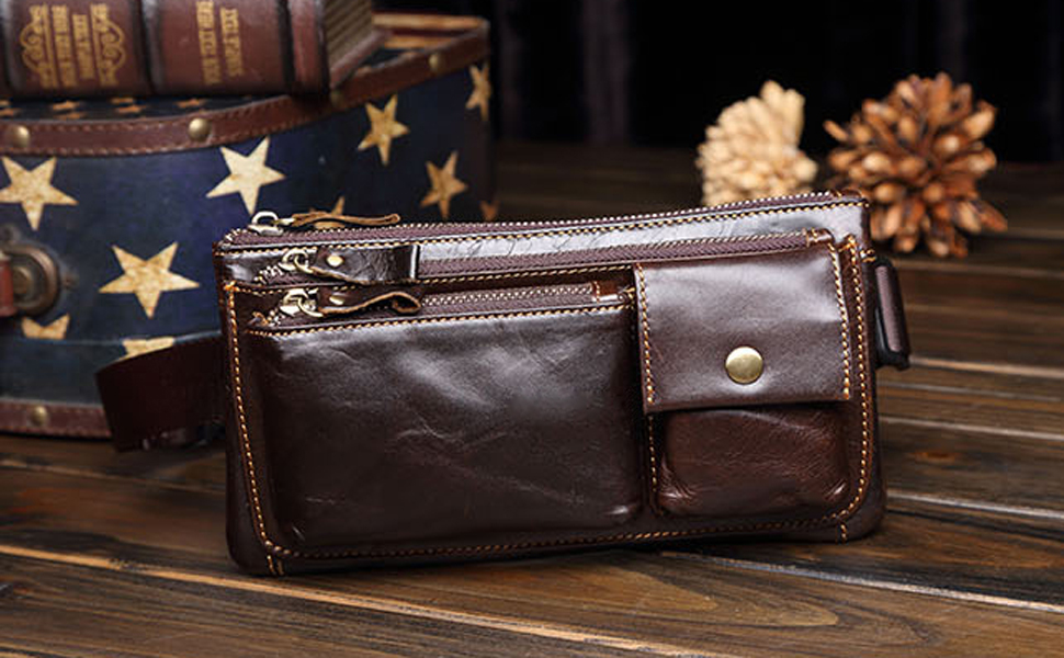 Amazon.com: KPYWZER Vintage Leather Waist Bag Fanny Pack for
