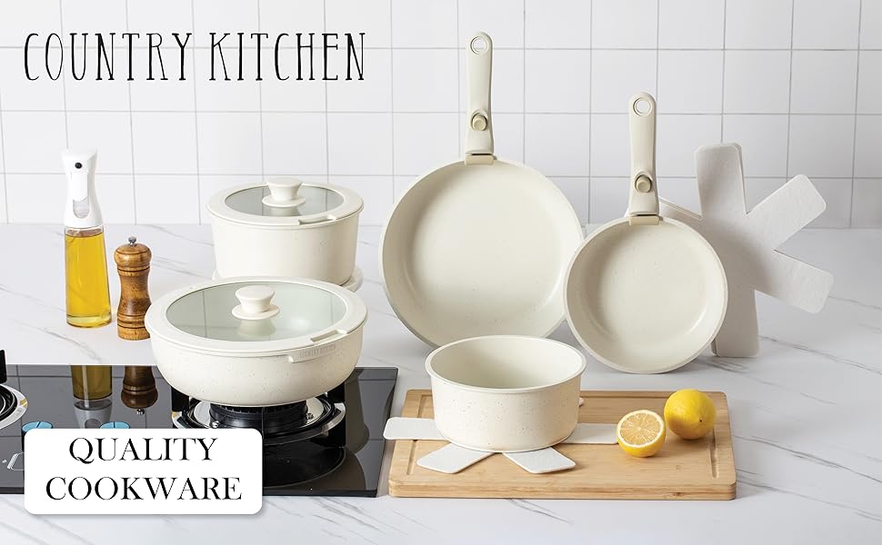Country Kitchen 13 Piece Pots and Pans Set Safe Nonstick