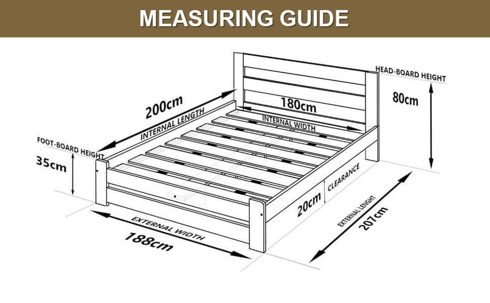Nodax Super King Bed Frames Solid Wooden Platform Bed Frame for