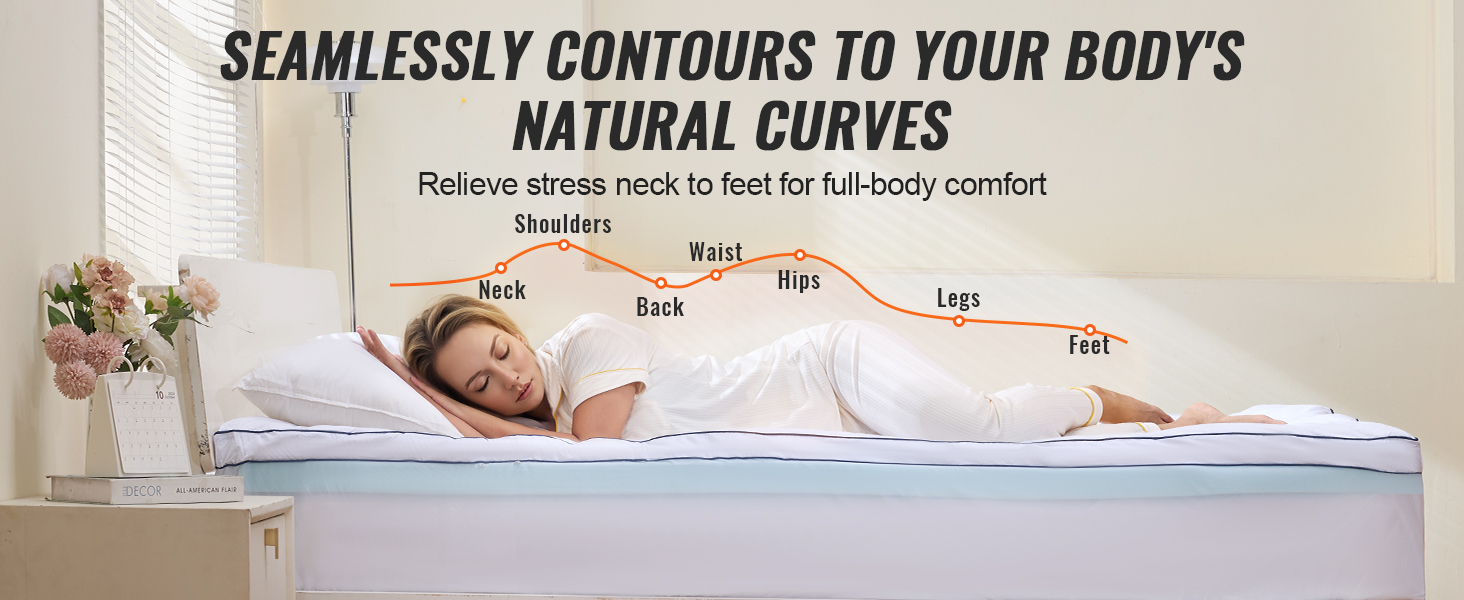 VEVOR Mattress Topper, King Size, 4 in Thickness, Memory