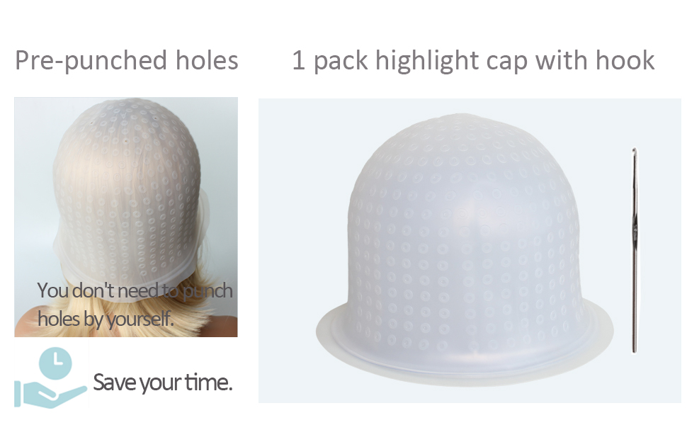 Prepunched with Holes Silicone Highlight Caps Hair Color Professional Reusable Highlighting