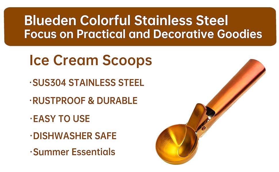 Blueden Nonstick AntiFreeze Ice Cream Scoop with Trigger