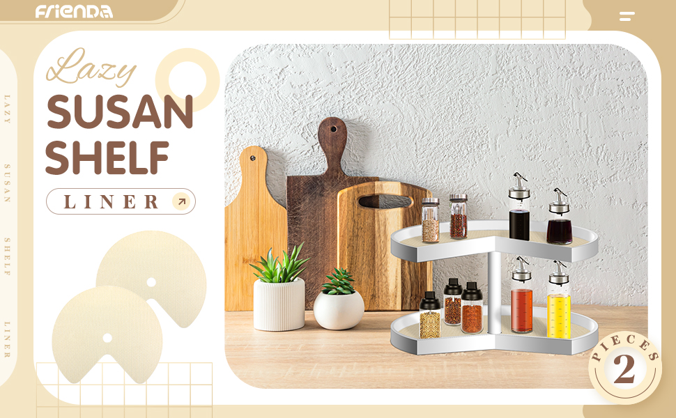 Frienda 2 Pcs Lazy Susan Shelf Liner Circle Kitchen Liners