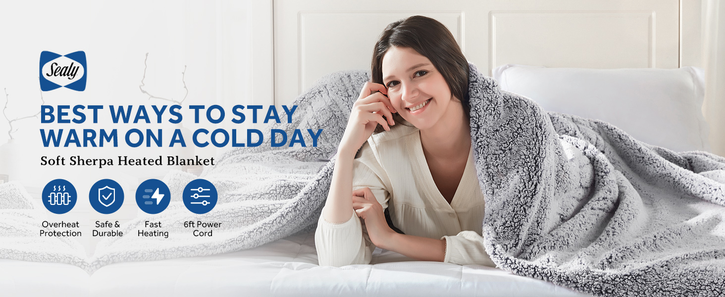 manta sherpa calefactada, cálida y acogedora