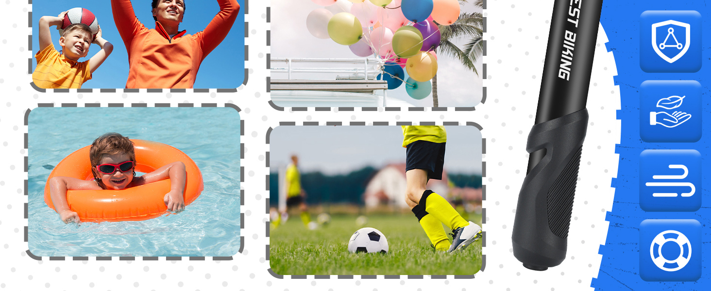 Ball Pump With Needle, Portable Football Inflator Pump Come With Hose,Inflation Pump for Soccer, Basketball, Rugby, Balloons, Swimming Laps 21 7