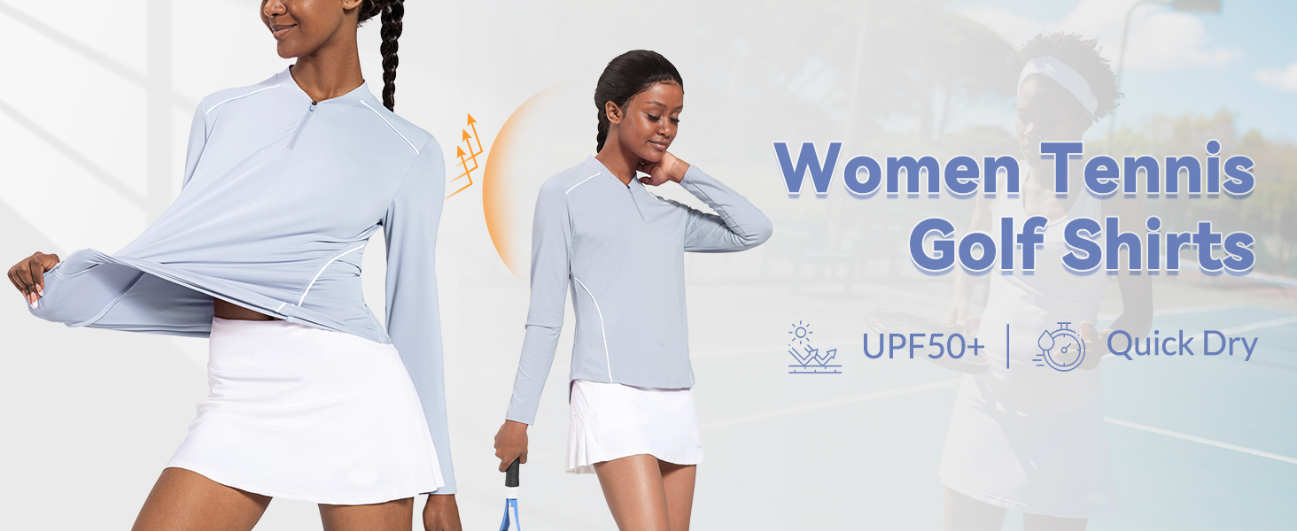 BALEAF Women's 1/4 Zip Long Sleeve Shirts UPF 50+ Tennis Golf Top Quick Dry Shirts