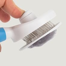 Cat and Dog Brush - Ergonomic and Lightweight Self-Cleaning Accessory for Cats and Dogs, Dog Brush, Cat Brush, Suitable for Long Hair and Short Animal Hair, Ideal for the 21 una mano que sostiene un cepillo con un cepillo de dientes dentro