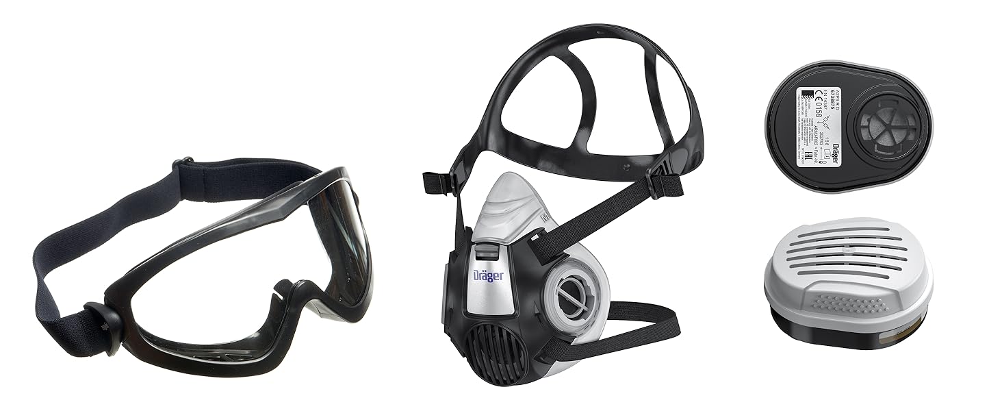 Dräger X Plore 3300 Lackierer Set Farbspritz Halbmaske A2p3 Filter
