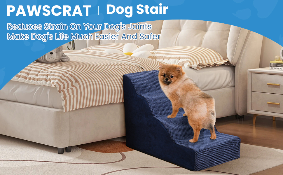PAWSCRAT Dog Stairs 4 Steps, 19.6 inch High Pet Stairs