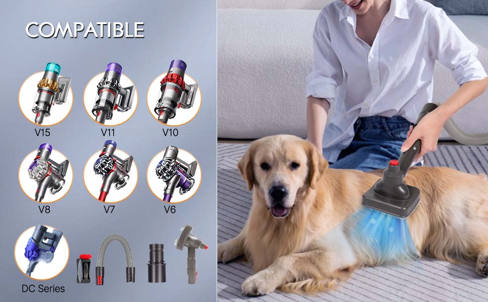 Groom Tool Kit compatible with Dyson Vacuums,Pet Dog Hair