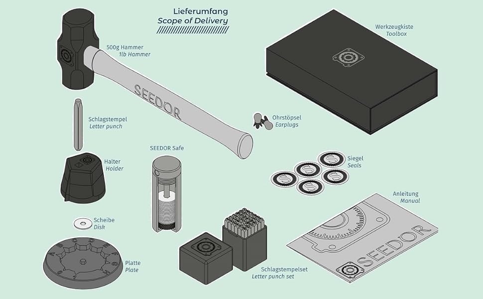 Safe Starter Kit Travel Edition – Bitcoin Steel Wallet, Seed Back-Up, Crypto Wallet, Recovery Phrase Offline Cold Storage, compatible with Hardware Wallets like Coldcard, Ledger, Trezor 17 Seedor Safe Bitcoin Set