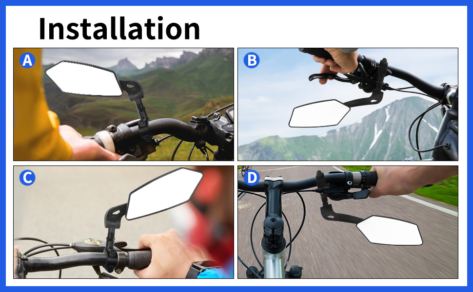 Suranew Bike Rearview Mirror, Adjustable Bicycle Rear View Mirror with 360degree