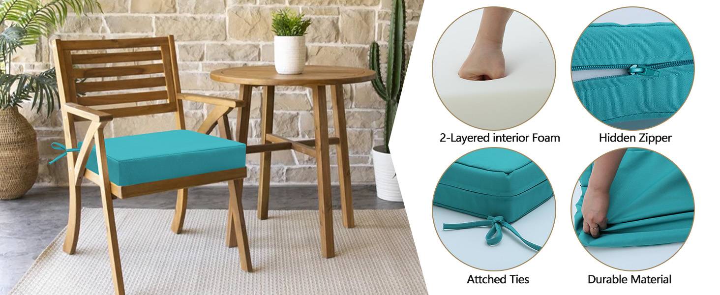 ideehome Outdoor Chair Cushions Set of 4, Waterproof Patio