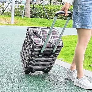 Shopping Grocery Cart Bag with Wheels Fineget Reusable Trolley Laundry Picnic Rolling Beach Tote