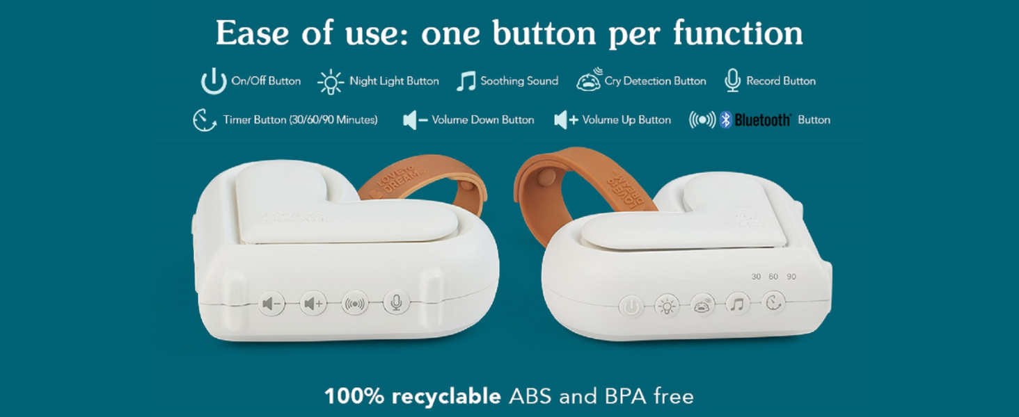 Love to Dream Sleep Machine, Baby White Noise Machine for Sleeping and Relaxing, Noise Therapy with 9 Soothing Infant Sleep Sounds with Baby Night Light, Portable Sound Machine 3 sound machine button