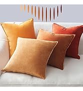 Topfinel Yellow 18x18 Throw Pillow Covers for Couch Set of 4,Velvet Rustic Retro Aesthetic Fall C...