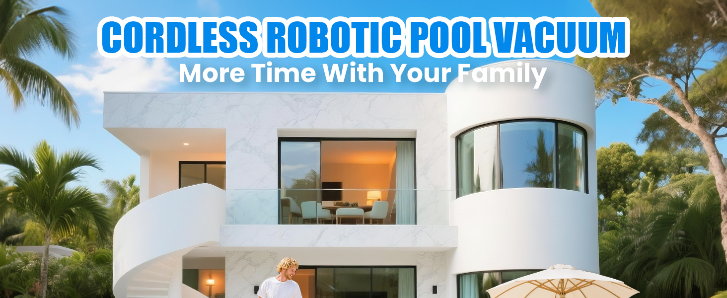 Cordless Robotic Pool Cleaner for Above Ground Pool Vacuum Robot Pool Vacuum for Inground Pools